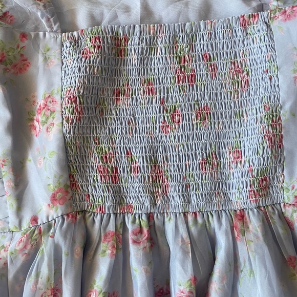 Abercrombie & Fitch Emerson Angel Sleeve Blue and Pink Midi Dress Size XS - Picture 9 of 10